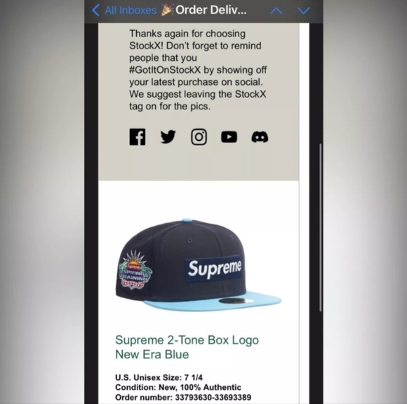 NWT Supreme Box Logo Fitted Hat Blue Size 7 1/4 - Picture 5 of 12